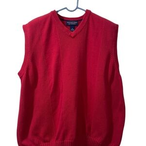 Men's Roundtree & Yourke 100% Cotton Red Sleeveless Knit Sweater Vest Sz XL